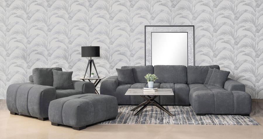 Octavia Upholstered Sectional Chaise Sofa Charcoal Grey view 11