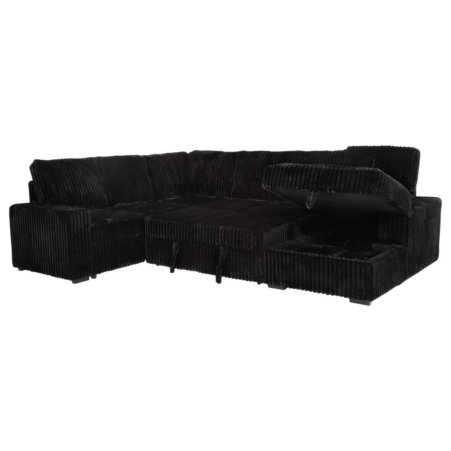 Devonshire Sleeper Sectional Sofa Storage Chaise Black view 8