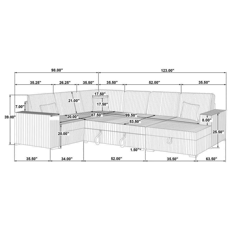 Devonshire Sleeper Sectional Sofa Storage Chaise Black view 18