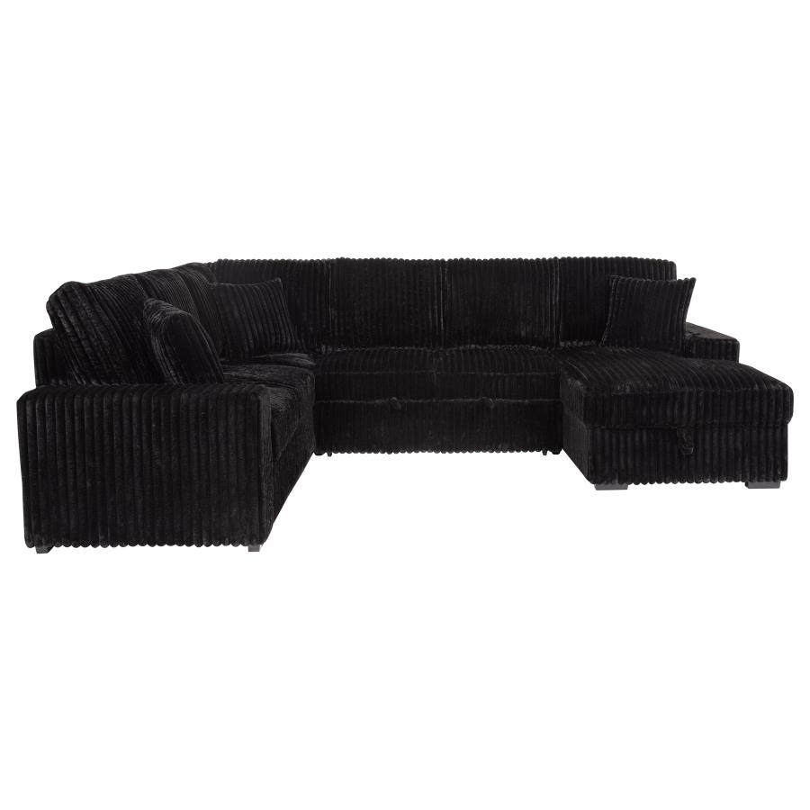 Devonshire Sleeper Sectional Sofa Storage Chaise Black view 13