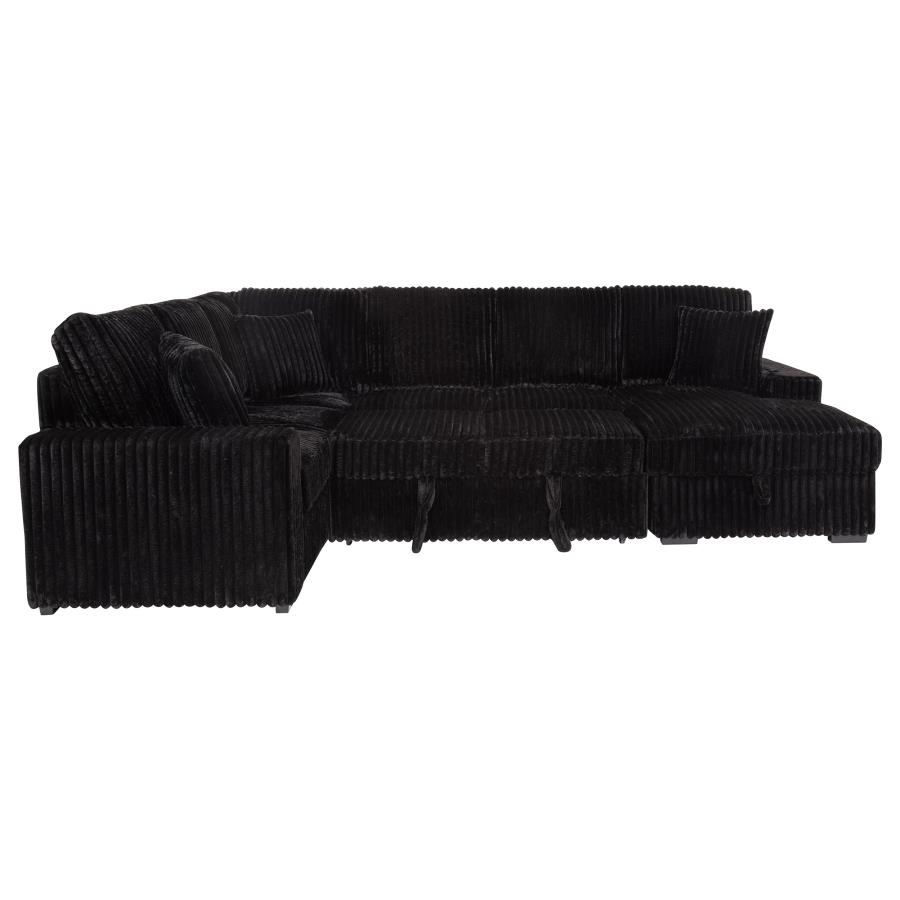 Devonshire Sleeper Sectional Sofa Storage Chaise Black view 14
