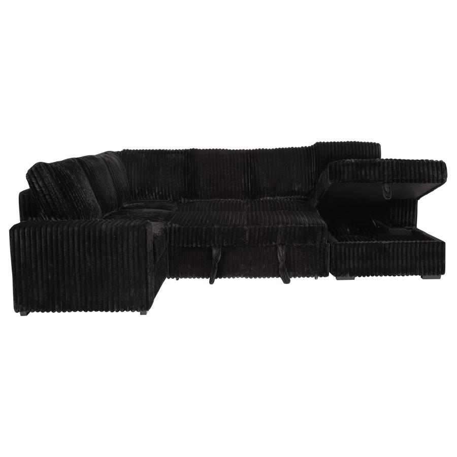 Devonshire Sleeper Sectional Sofa Storage Chaise Black view 15