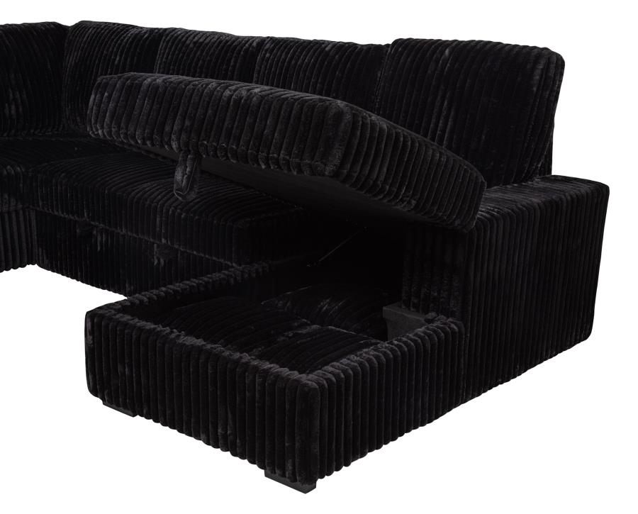 Devonshire Sleeper Sectional Sofa Storage Chaise Black view 16