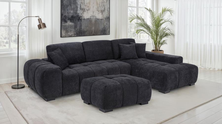 Octavia Upholstered Sectional Chaise Sofa Black view 9