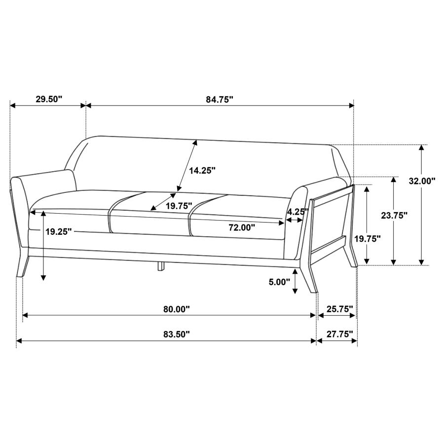 Vaughn 2-piece Fabric Upholstered Flared Arm Sofa Set Grey view 12