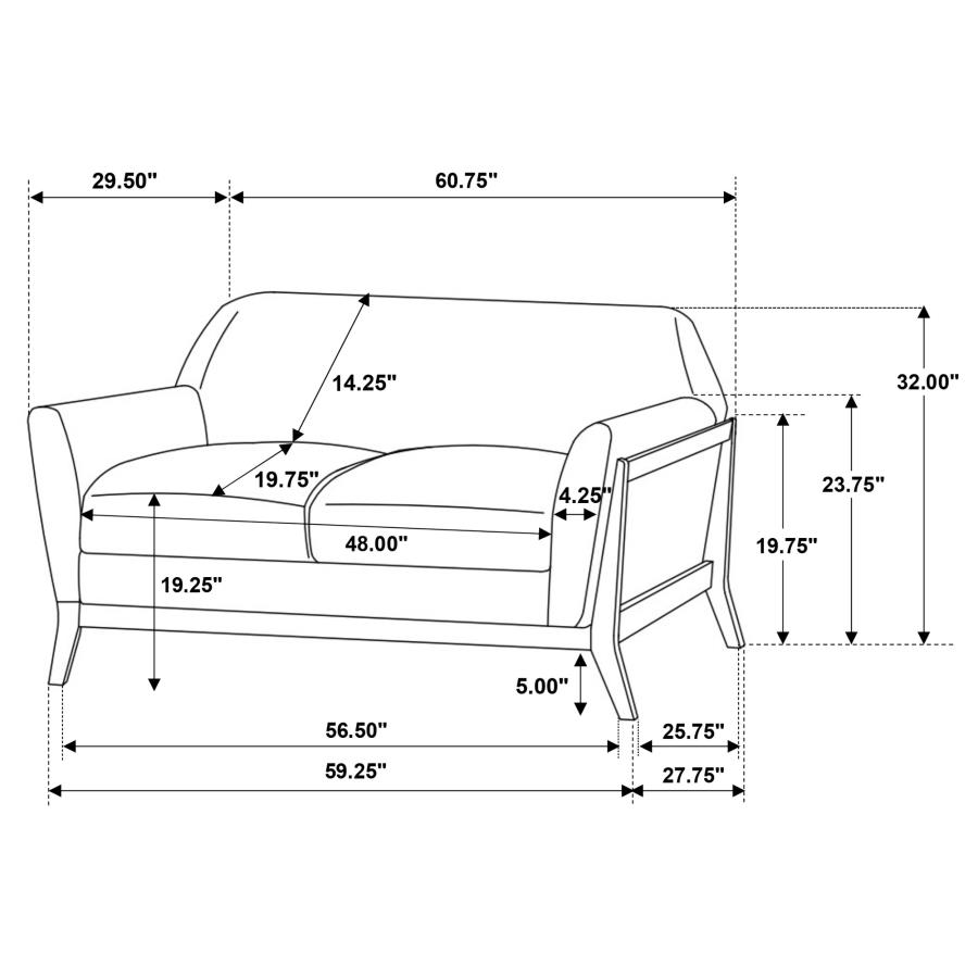 Vaughn 3-piece Fabric Upholstered Flared Arm Sofa Set Grey view 17