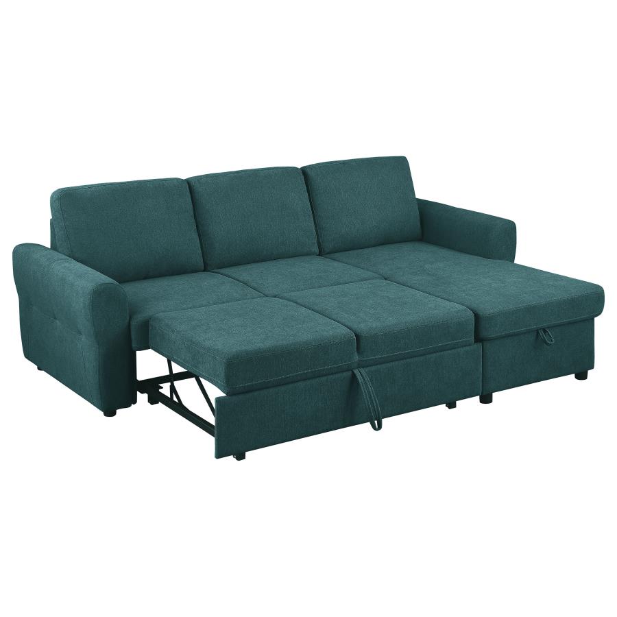 Samantha Upholstered Storage Sleeper Sectional Sofa Teal view 8