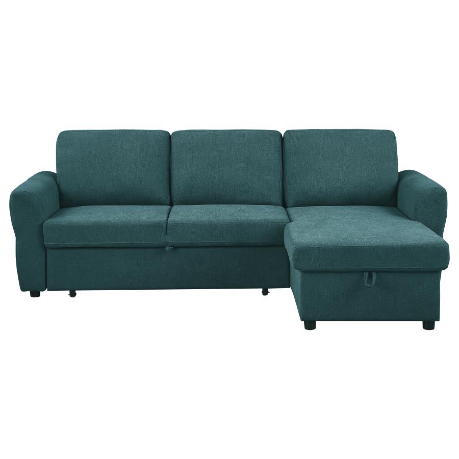Samantha Upholstered Storage Sleeper Sectional Sofa Teal view 9