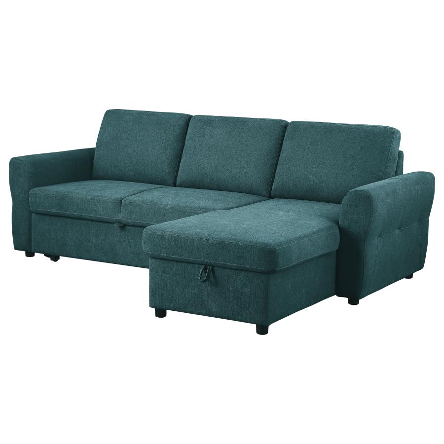 Samantha Upholstered Storage Sleeper Sectional Sofa Teal view 10