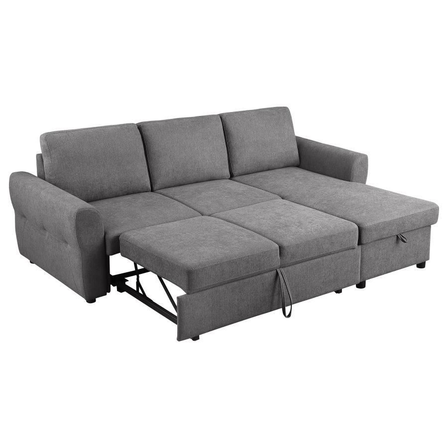 Samantha Upholstered Storage Sleeper Sectional Sofa Grey view 8