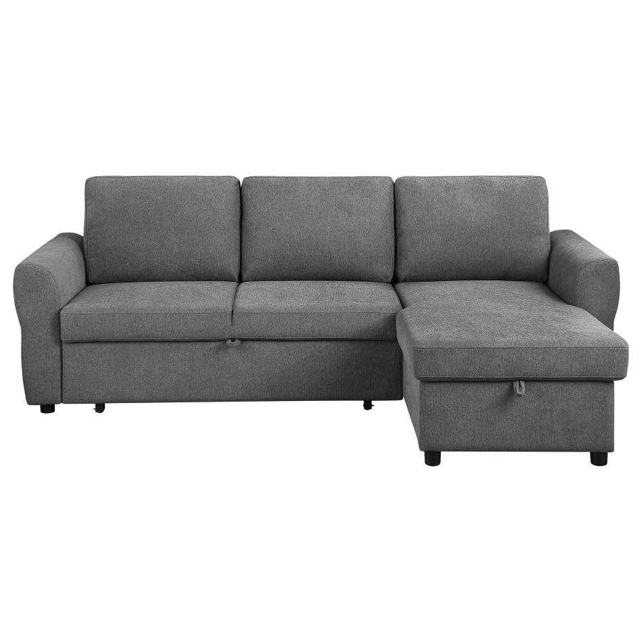 Samantha Upholstered Storage Sleeper Sectional Sofa Grey view 9