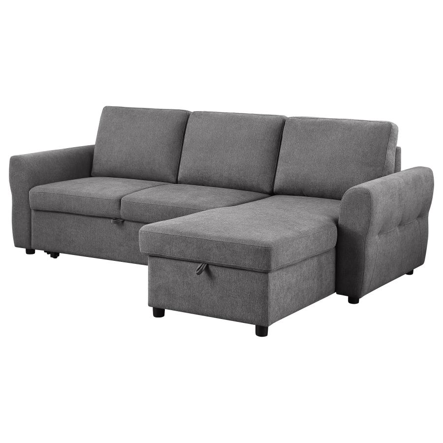 Samantha Upholstered Storage Sleeper Sectional Sofa Grey view 10