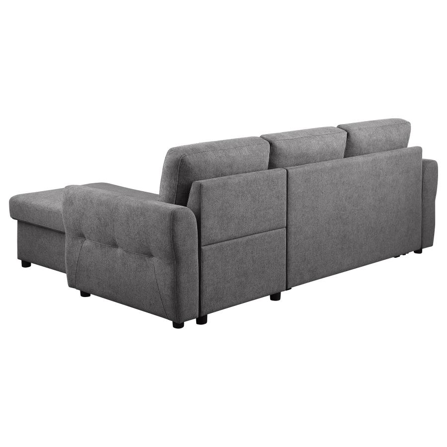 Samantha Upholstered Storage Sleeper Sectional Sofa Grey view 12