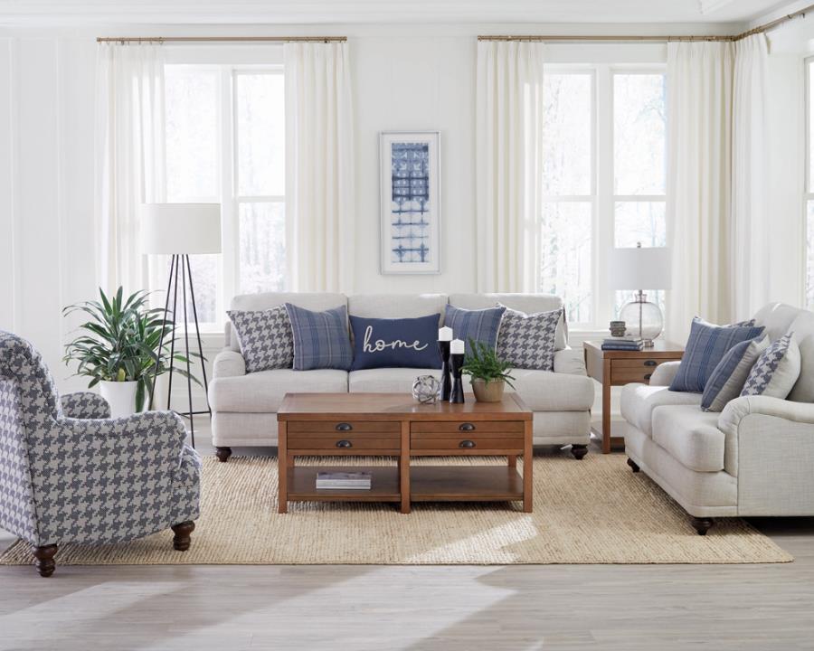 Glenn Upholstered English Arm Sofa Light Grey and Blue view 8