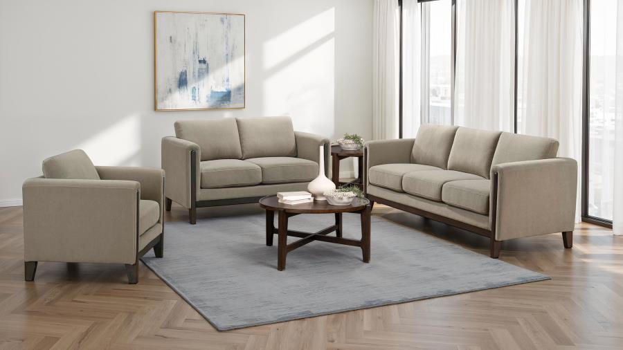 Islington Fabric Upholstered Panel Arm Sofa Taupe view 9