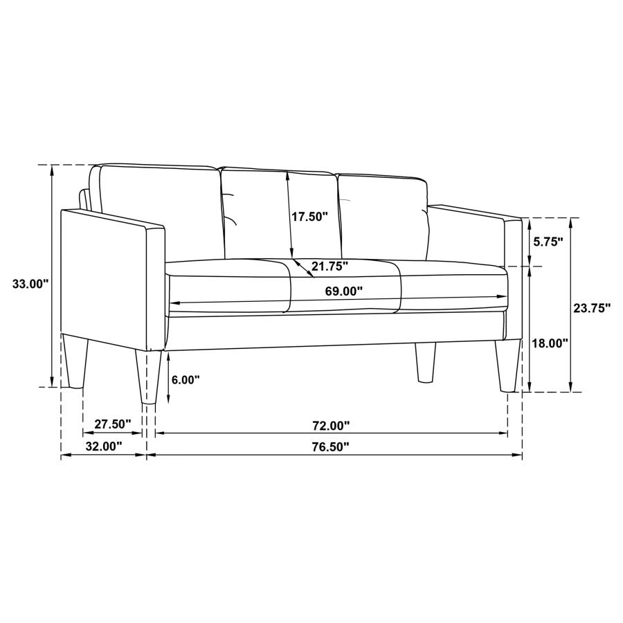 Ruth 3-piece Fabric Upholstered Track Arm Sofa Rust Red view 16