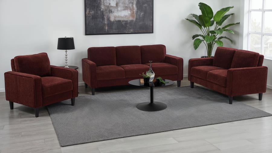 Ruth Fabric Upholstered Track Arm Loveseat Rust Red view 12