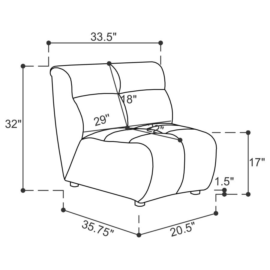 Charlotte Upholstered Curved Armless Chair Ivory view 10