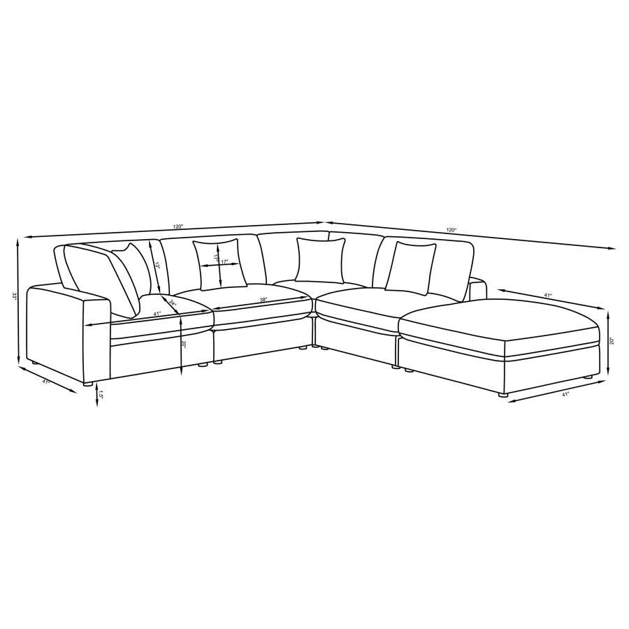Serene 5-piece Upholstered Modular Sectional Sofa Beige view 14