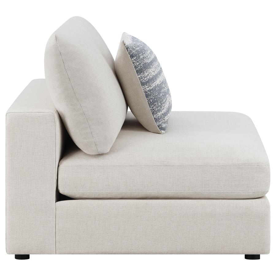 Serene Upholstered Armless Chair Beige view 8