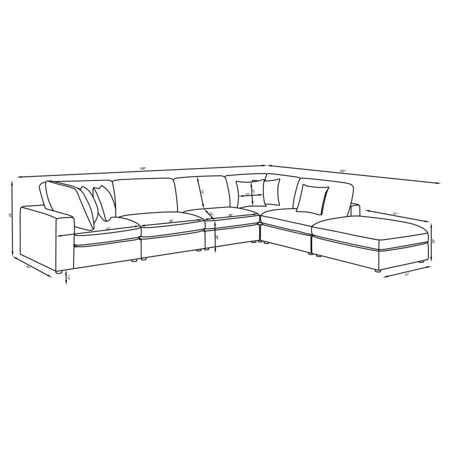 Serene 6-piece Upholstered Modular Sectional Sofa Charcoal view 15