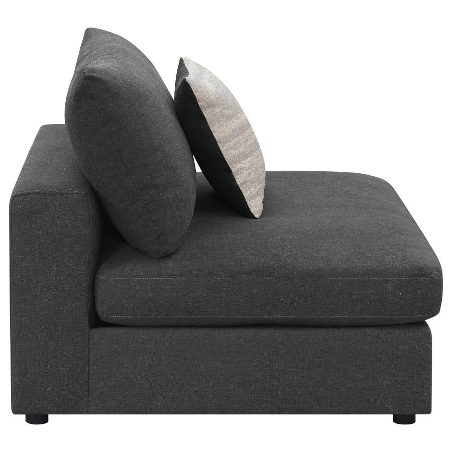 Serene Upholstered Armless Chair Charcoal view 8