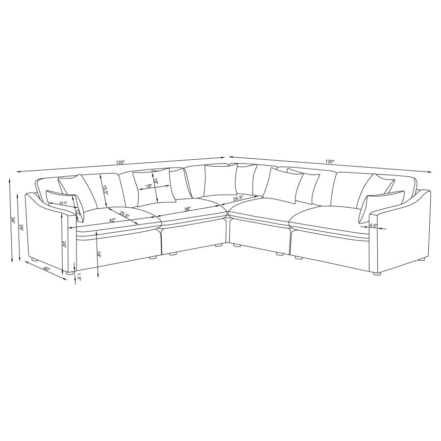Hobson 5-piece Upholstered Modular Sectional Sofa Ivory view 12