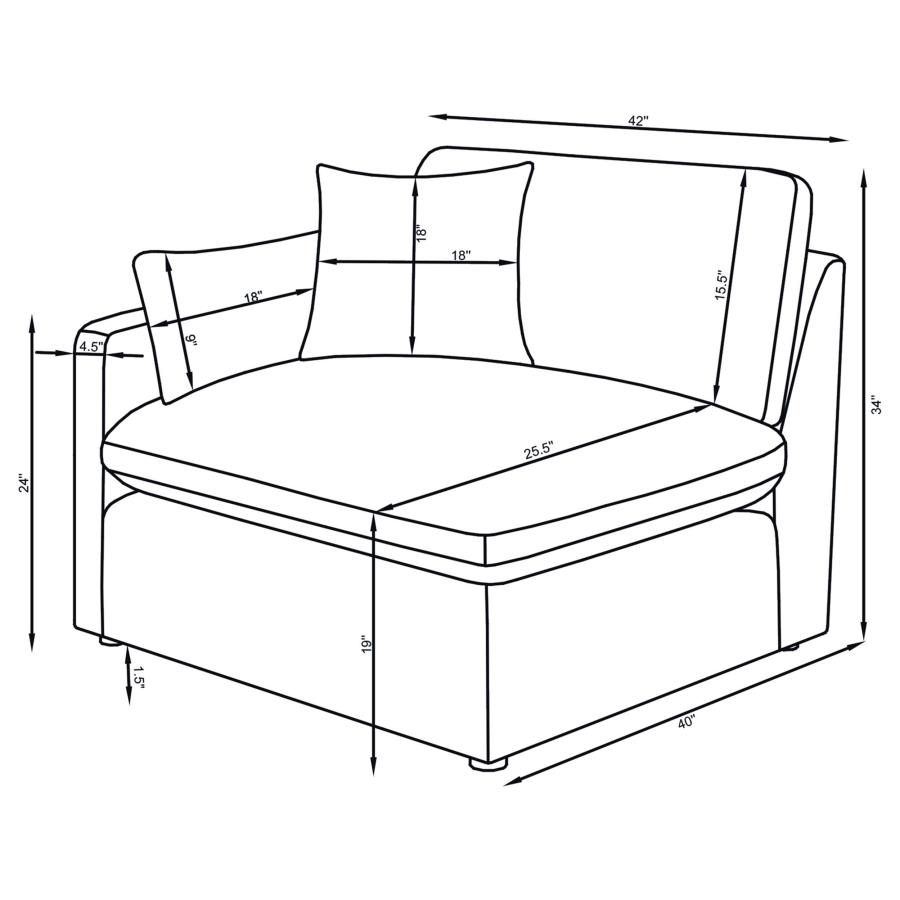 Hobson 4-piece Upholstered Modular Sectional Sofa Ivory view 8