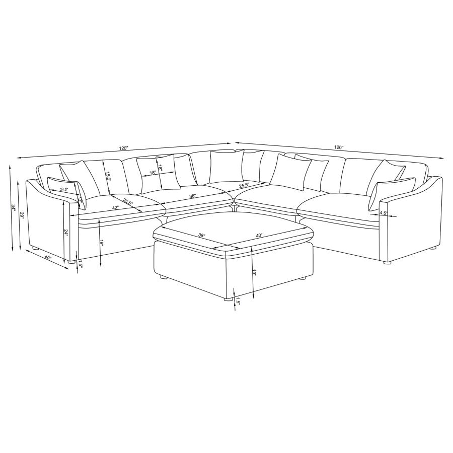 Hobson 6-piece Upholstered Modular Sectional Sofa Ivory view 12