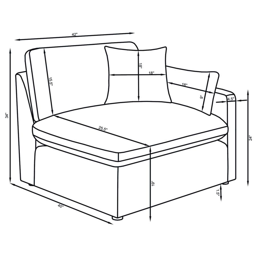 Hobson 6-piece Upholstered Modular Sectional Sofa Ivory view 17