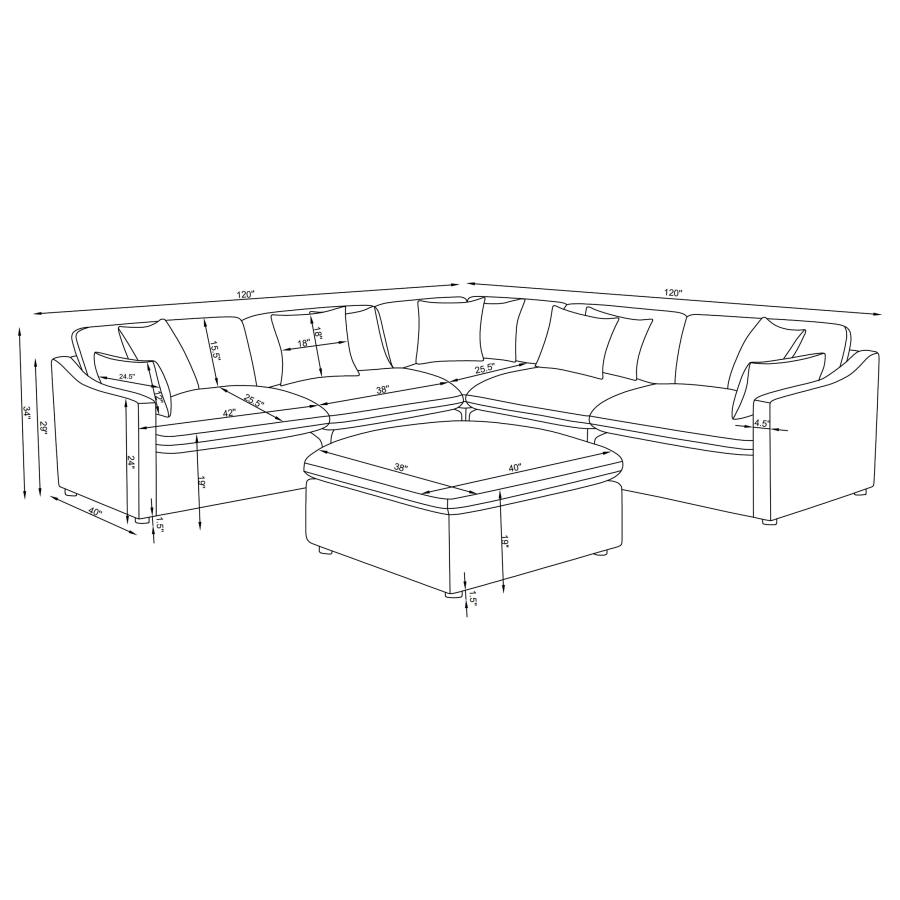 Hobson 6-piece Upholstered Modular Sectional Sofa Charcoal view 10