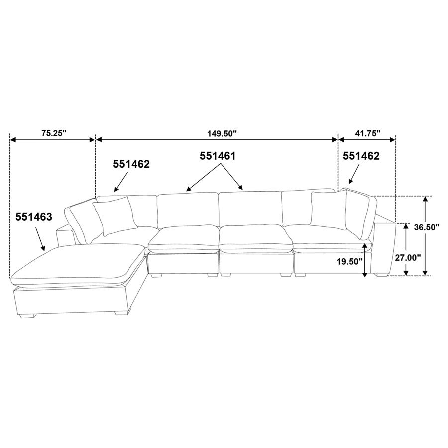 Lakeview 5-piece Upholstered Modular Sectional Sofa Ivory view 15