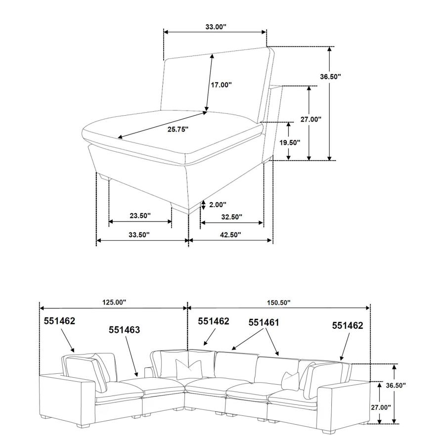 Lakeview 6-piece Upholstered Modular Sectional Sofa Ivory view 9