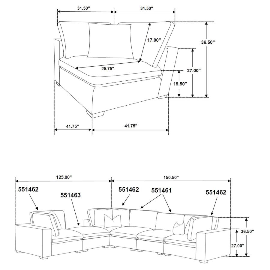 Lakeview 6-piece Upholstered Modular Sectional Sofa Ivory view 10