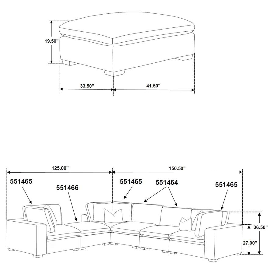 Lakeview 6-piece Upholstered Modular Sectional Chocolate view 12