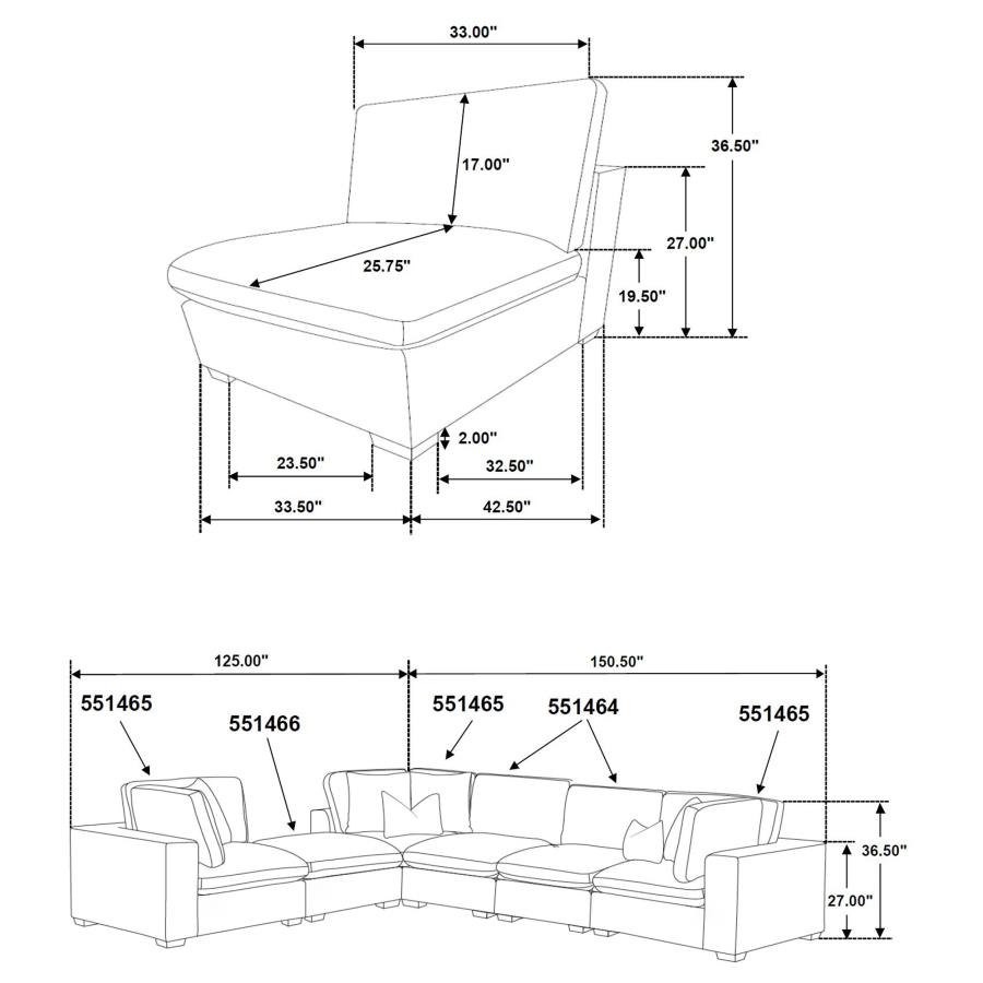 Lakeview 5-piece Upholstered Modular Sectional Chocolate view 9