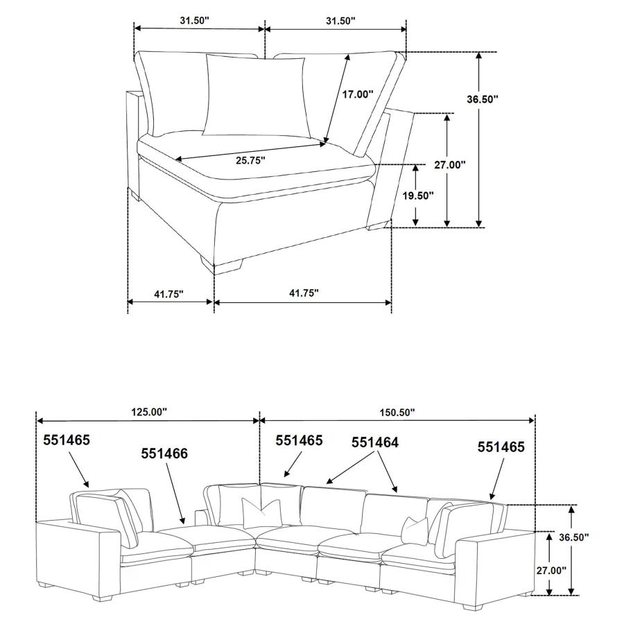 Lakeview 6-piece Upholstered Modular Sectional Chocolate view 11
