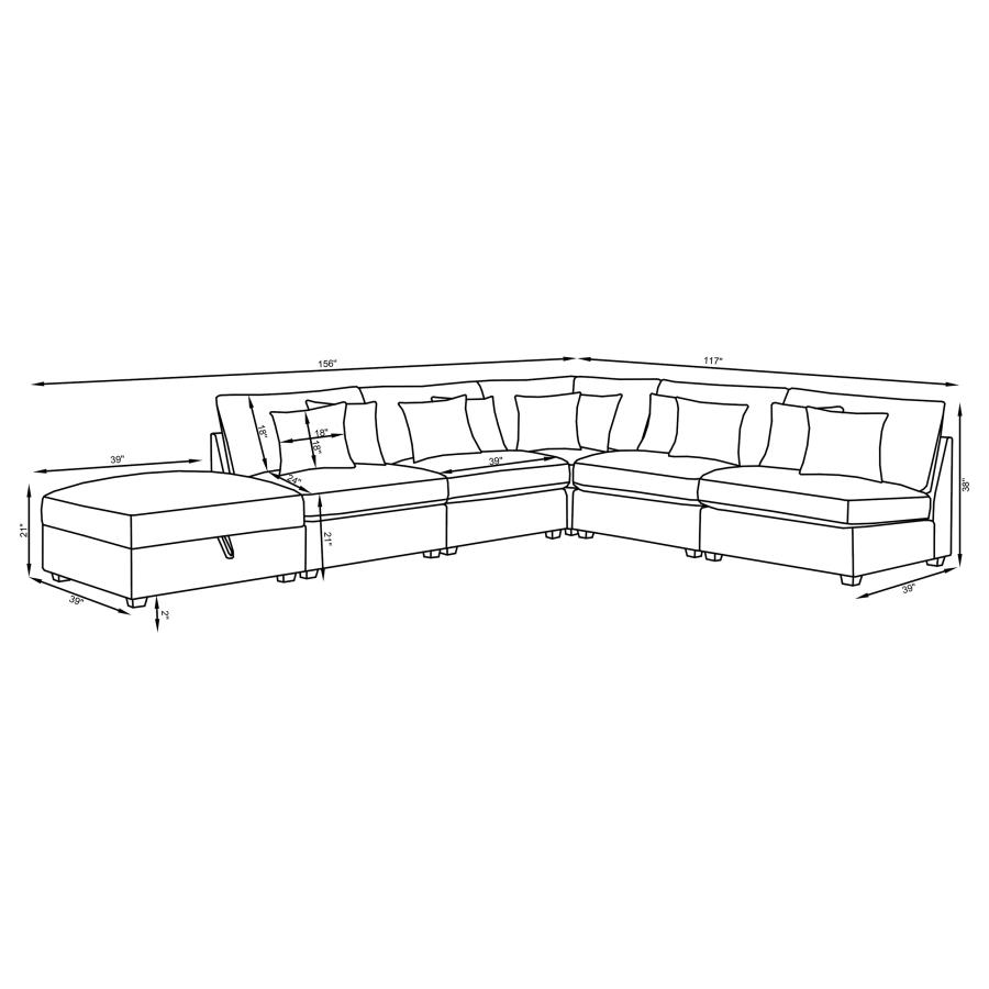 Cambria 6-piece Upholstered Modular Sectional Sofa Grey view 11
