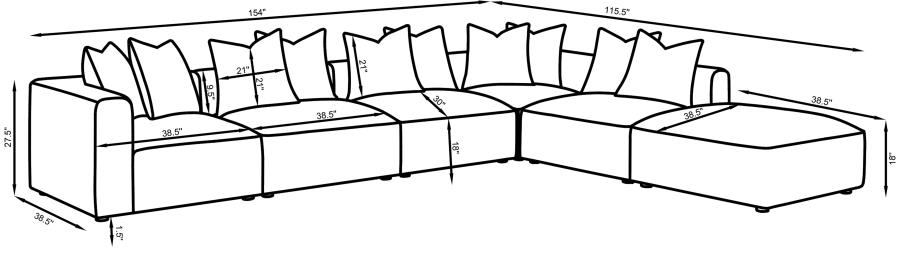 Jennifer 6-piece Upholstered Modular Sectional Terracotta view 17