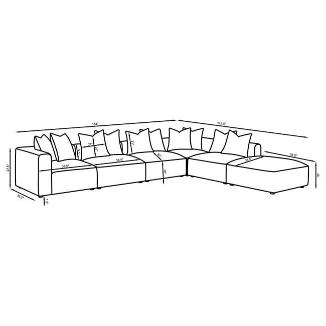 Jennifer 6-piece Upholstered Modular Sectional Grey view 17