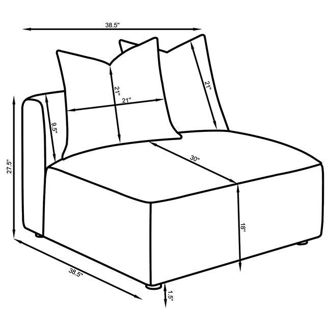 Jennifer Upholstered Armless Chair Grey view 10
