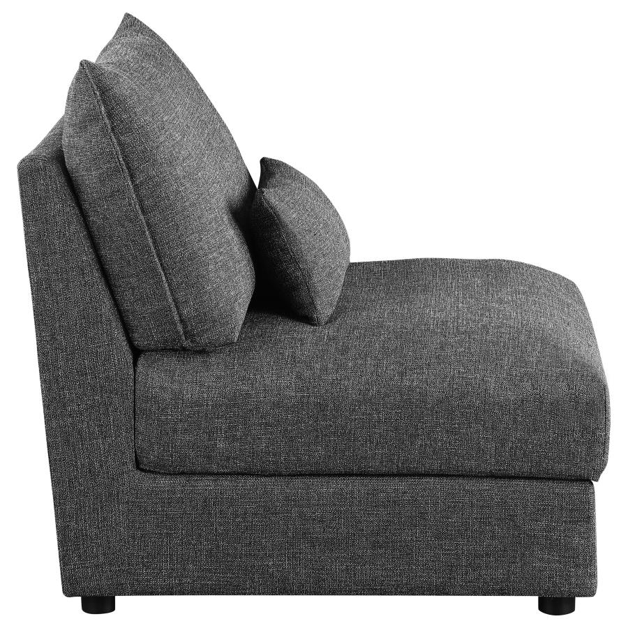 Sasha Upholstered Armless Chair Barely Black view 8