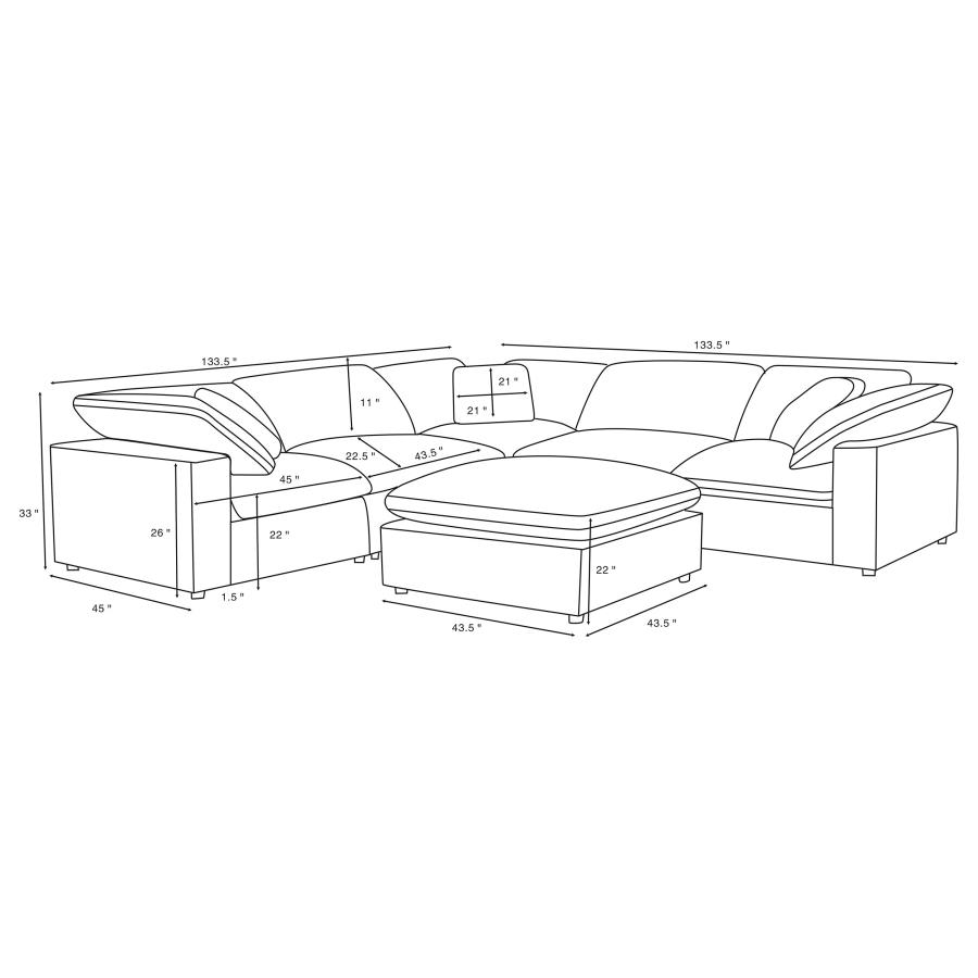 Raleigh 6-piece Boucle Upholstered Modular Sectional Ivory view 8
