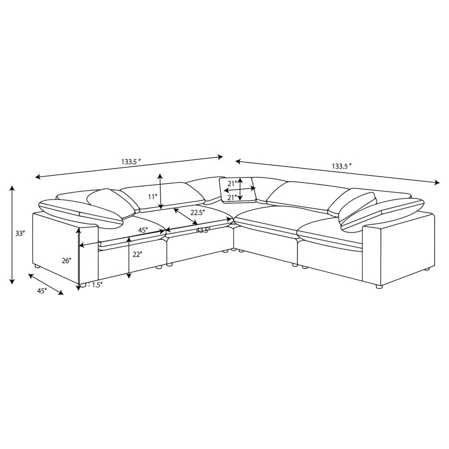 Raleigh 5-piece Boucle Upholstered Modular Sectional Ivory view 17