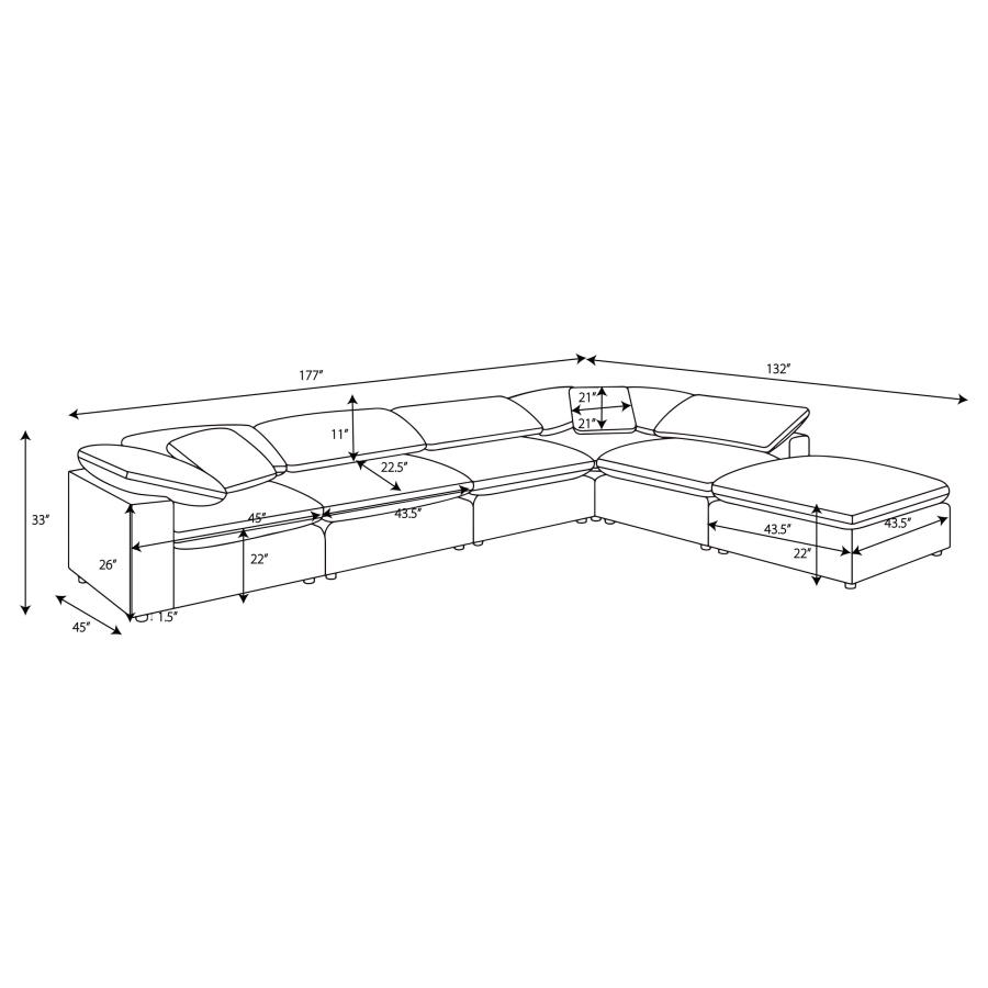 Raleigh 6-piece Boucle Upholstered Modular Sectional Ivory view 12