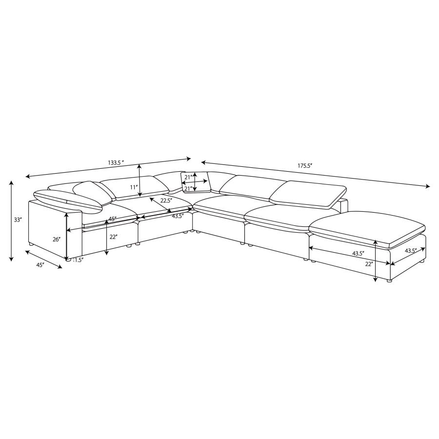 Raleigh 6-piece Boucle Upholstered Modular Sectional Ivory view 13