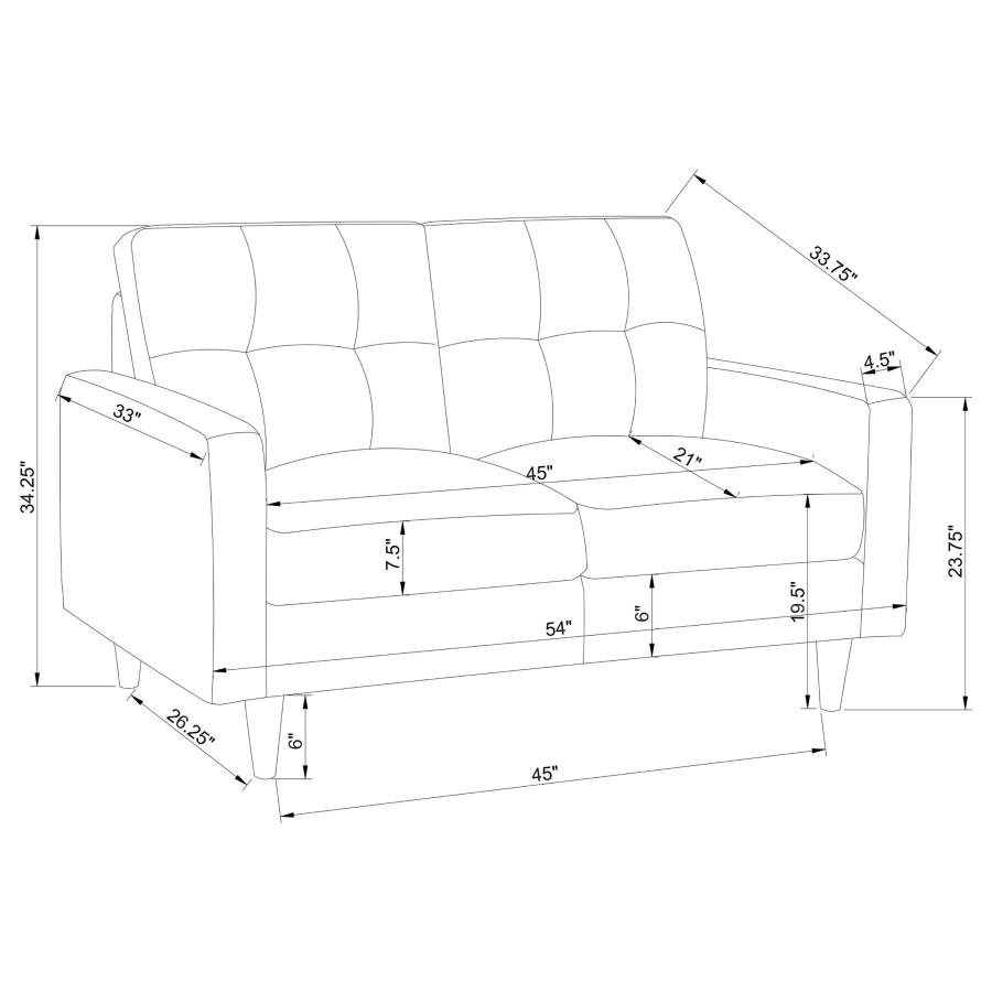 Watsonville Upholstered Track Arm Tufted Loveseat Grey view 10