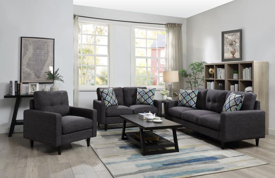 Watsonville Upholstered Track Arm Tufted Loveseat Grey view 11