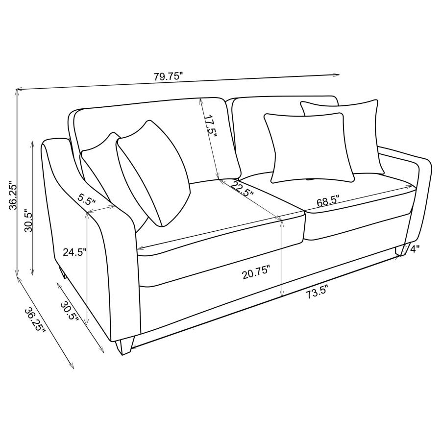 Christine 3-piece Upholstered Sloped Arm Sofa Set Beige view 18