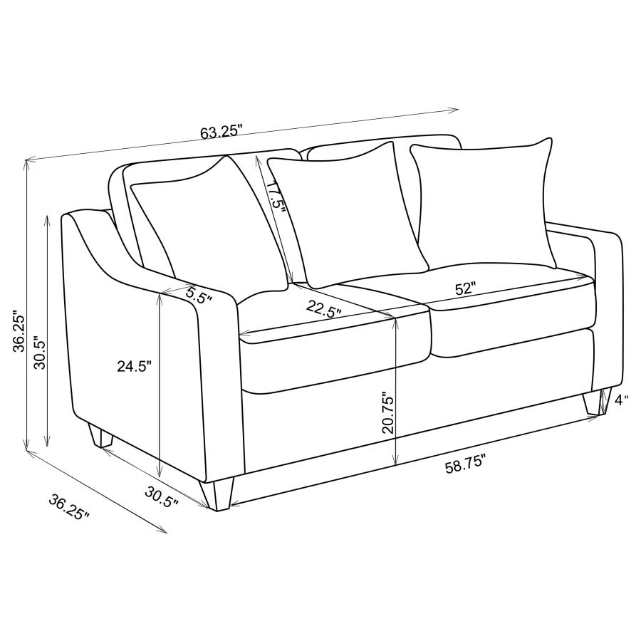 Christine 3-piece Upholstered Sloped Arm Sofa Set Beige view 19